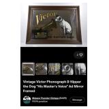 S3 - VINTAGE VICTOR AD MIRROR FRAMED (G20)