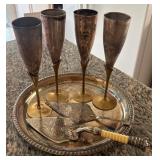 S3 - VINTAGE STEMWARE, TRAY, CAKE SERVERS (K29)