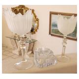 S3 - TULIP-SHAPED CRYSTAL VASES, VOTIVE HOLDERS