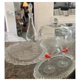 S3 - GLASS PLATTERS, CAKE STAND, DECANTER (K4)