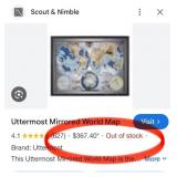 19 - REPLICA OF ANTIQUE WORLD MAP FRAMED