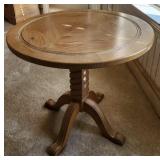 20 - SOLID OAK PEDESTAL TABLE