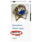 16 - GEMSTONE TABLE TOP WORLD GLOBE