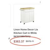43 - NEW WMC LINON WHITE KITCHEN CART