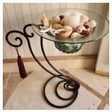 20 - DECORATIVE GLASS TOP ACCENT TABLE