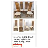 16 - MODERN GLASS-TOP DINING TABLE WITH SIX CHAIRS