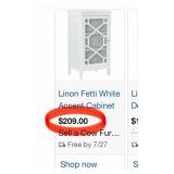 43 - NEW WMC LINON FETTI WHITE SMALL CABINET