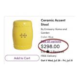 16 - LIME GREEN CERAMIC GARDEN STOOL