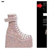 DOLLS KILL PINK SPARKLE PLATFORM BOOTS (L144)