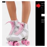 J3 - PAIR OF SILVER & PINK ROLLER SKATES (L147)