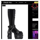 DOLLS KILL BLACK PATENT PLATFORM BOOTS SZ 9M (L173