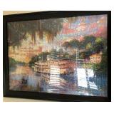 J3 - VINTAGE PADDLEBOAT STEAMER PUZZLE FRAMED