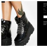J3 - PAIR OF BLACK PLATFORM BOOTS (L189)