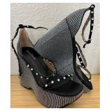 J3 - AZALEA WANG RHINESTONE WEDGE HEELS(A38)