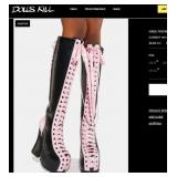 DOLLS KILL BLACK & PINK PLATFORM BOOTS (L172)