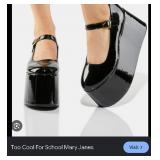 J3 - PAIR OF BLACK PATENT PLATFORM SHOES(L191)