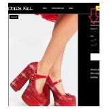 J3 - PAIR OF RED PLATFORM SHOES (L221)