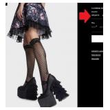 J3 - PAIR OF BLACK LACY PLATFORM SHOES (L120)