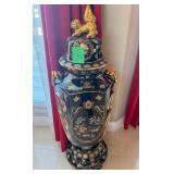 N3 - BLACK LIDDED TEMPLE VASE 49'T (L31)