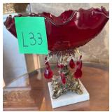 N3 - RUBY RED PEDESTAL BOWL (L33)