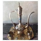 N3 - VINTAGE BRASS ARABIC TEA/COFFEE SET (M18)