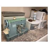 N3 - SINGER DEWING MACHINE, STORAGE BINS (B74)