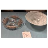 K - VINTAGE PLATTER & ART GLASS BOWL (P83)