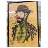 11 - KELLY SIGNED CLOWN ART FRAMED 36X23" (N210)