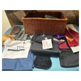 K - MIXED LOT OF BAGS & POUCHES, BASKET (P65)