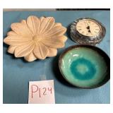K - FLOWER DISH, CLOCK & CERAMIC BOWL (P124)