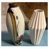 K - TWO DECORATIVE CERAMIC VASES (P129)