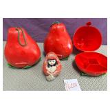 11 - VINTAGE STRAWBERRY CONTAINERS AND DOLL