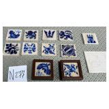 11 - DECORATIVE BLUE WHITE TILE LOT