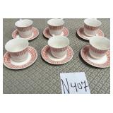 11 - SET OF SIX TEACUPS & SAUCERS (N407)