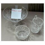 K - WATERFORD CRYSTAL BOWL, CREAMER & SUGAR (P53)