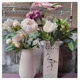 11 - TWO VASES WITH FAUX FLOWERS (U36)