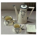 K - ANTIQUE LENOX BELLEEK COFFEE SET, DISH (P54)
