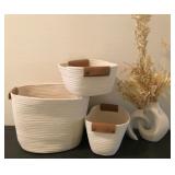 J1 - SET OF THREE BASKETS, FAUX ARRANGEMENT (H7)