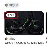 J1 - GHOST KATO MOUNTAIN BIKE (NO SEAT)