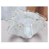 505 - ART GLASS RUFFLED VASE (D86)