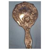 N - VINTAGE SILVER HAND MIRROR (N73)