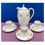 11 - VINTAGE BAVARIAN CHOCOLATE POT, CUPS/SAUCERS