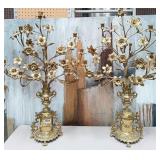 505 - PAIR OF BRONZE FLORAL CANDELABRA (D95)