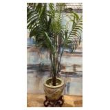 11 - SATSUMA-STYLE PLANTER WITH FAUX PALM TREE