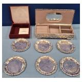 11 - SET OF SIX VINTAGE PLATES, JEWELRY BOX (N65)