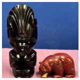 11 - TWO CARVED STONE FIGURINES (Y141)