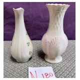 11 - TWO COLLECTIBLE BELLEEK VASES (N180)