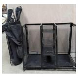 17 - GOLFBAG STORAGE RACK & GOLF BAG