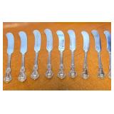 J2 - SET OF 9 STERLING BUTTER KNIVES 590 GRAMS