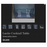 J2 - GLASS TOP LUCITE BASE COFFEE TABLE 42'SQ(L28)
